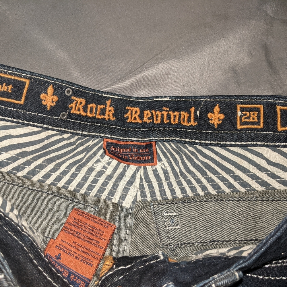 Rock Revival Yui Straight Leg Dark Wash Blue Denim Jeans Sz 28 (measures 30x31) - Picture 6 of 9